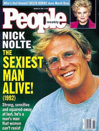 Nick Nolte posou na capa de 1992 como o homem vivo mais sexy. Foi eleito por sua fama de 'garoto mau'.