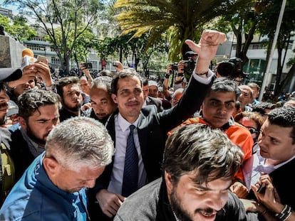 Juan Guaidó nesta sexta-feira em Caracas.