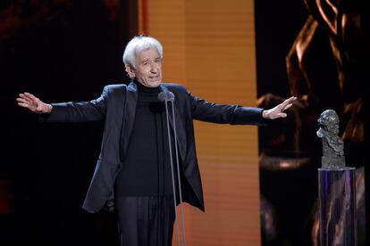 El actor José Sacristán tras recibir el Goya de Honor. Sacristán solo ha estado nominado dos veces al Goya. Lo ganó por El muerto y ser feliz, en 2013.