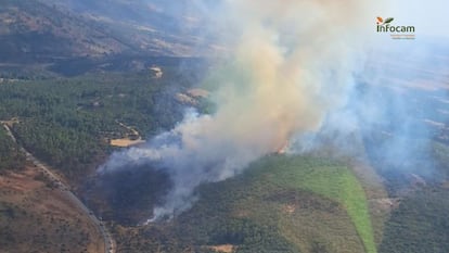 El incendio de Salobre (Albacete) este lunes, en una imagen del Plan Especial de Emergencia por Incendios Forestales de Castilla-La Mancha (Infocam).