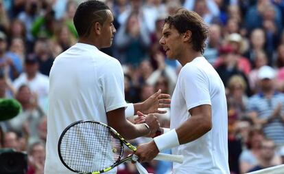 Kyrgios y Nadal, tras el partido.