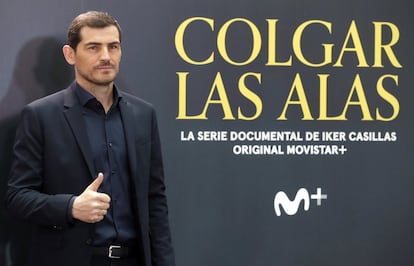 El exportero de la selección española, Iker Casillas durante la presentación de una serie documental sobre su retirada.