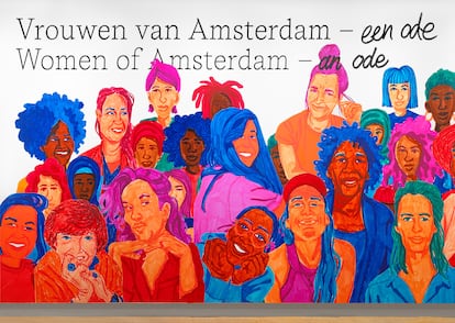 Cartel de la exposición "Mujeres en Ámsterdam" en el Amsterdam Museum.