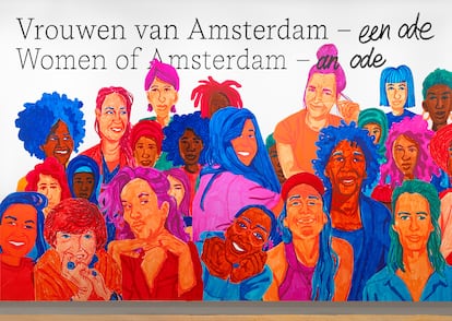 Cartel de la exposición "Mujeres en Ámsterdam" en el Amsterdam Museum. 