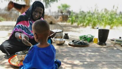 Fatimé y su hijo en la aldea de Yikké, en Chad.