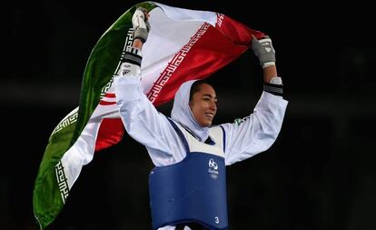 Kimia Alizadeh, tras ganar el bronce en los Juegos de Río en 2016.