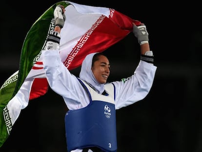 Kimia Alizadeh, tras ganar el bronce en los Juegos de Río en 2016.