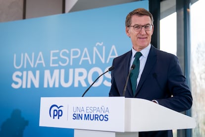Núñez Feijóo, el 28 de diciembre en la rueda de prensa en Madrid en la que hizo balance de 2023.