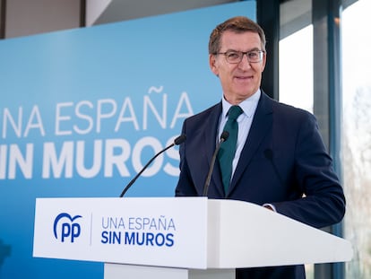 Núñez Feijóo, el 28 de diciembre en la rueda de prensa en Madrid en la que hizo balance de 2023.