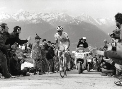 Alberto Contador, durante la cronoescalada del Giro de 2008.