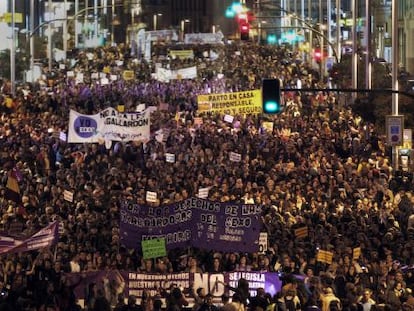 Manifestación por el Día Internacional de la Mujer en Madrid