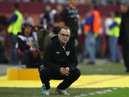Marcelo Bielsa, durante la final de la Liga Europa.