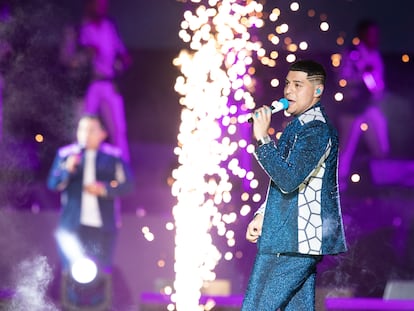 Grupo Firme durante un concierto en Ciudad de México, en marzo de 2022.