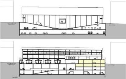 Proyección del aparcamiento de tres plantas en el mercado de La Abaceria.