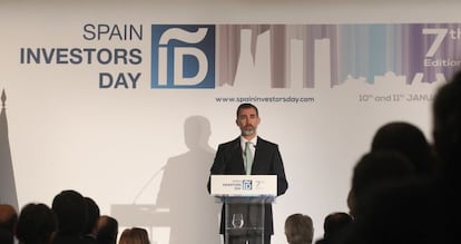 El Rey pronuncia su discurso en la inauguración de la séptima edición del Spain Investors Day.