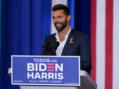 Ricky Martin, en el encuentro de Joe Biden con la comunidad latina en Kissimmee, Florida, el martes.