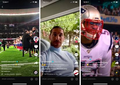 Celebridades, clubes deportivos, etc., en TikTok.