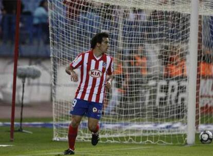 Jurado, tras marcar un gol en el partido de Copa contra el Marbella.