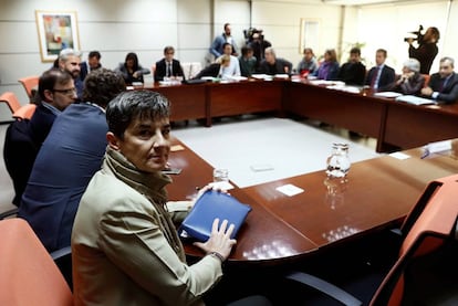 Lola Romero, directora del Atlético femenino, en el acto de mediación.