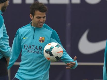 Cesc, en un entrenamiento de esta semana.