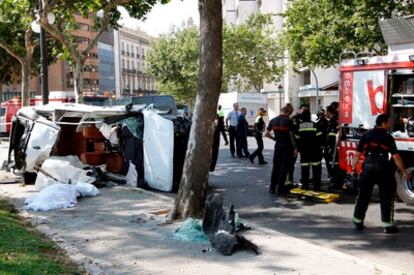 Inmediaciones de la plaza del Temple de Valencia momentos después del accidente.