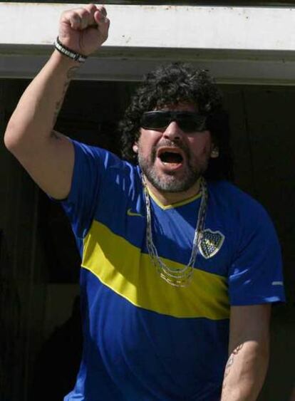 Maradona, el día 18 de este mes, durante un partido del Boca Juniors.