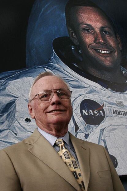 Neil Armstrong en Valencia, en 2005.