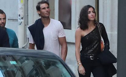 El tenista Rafa Nadal y Mery Perelló en París, en junio de 2018