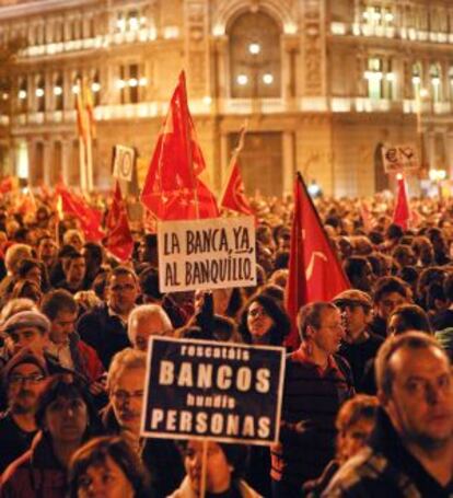 Protesta en Madrid durante la huelga general.