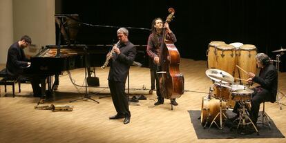 El cuarteto de Vicente Macián (con el saxo), en el concierto del Palau de la Música.