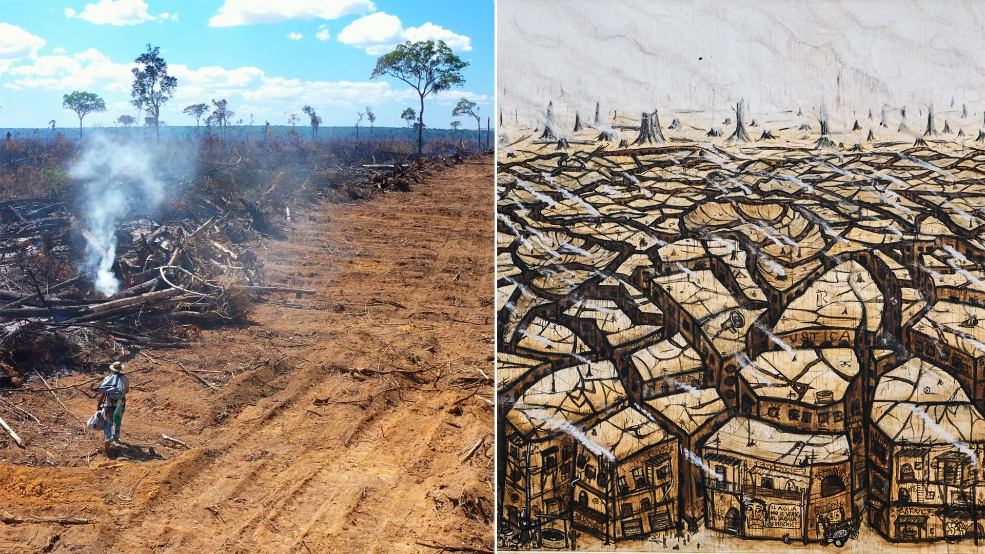 Las cenizas de los incendios se convierten en arte de denuncia en Brasil