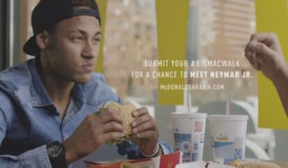 Uno de los anuncios que Neymar protagoniza para una campaña de McDonald's.