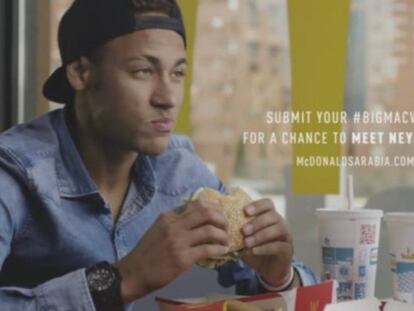 Uno de los anuncios que Neymar protagoniza para una campaña de McDonald's.