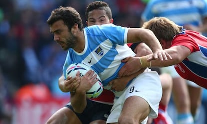 Martin Landajo, en el duelo contra Namibai, en Leicester. 