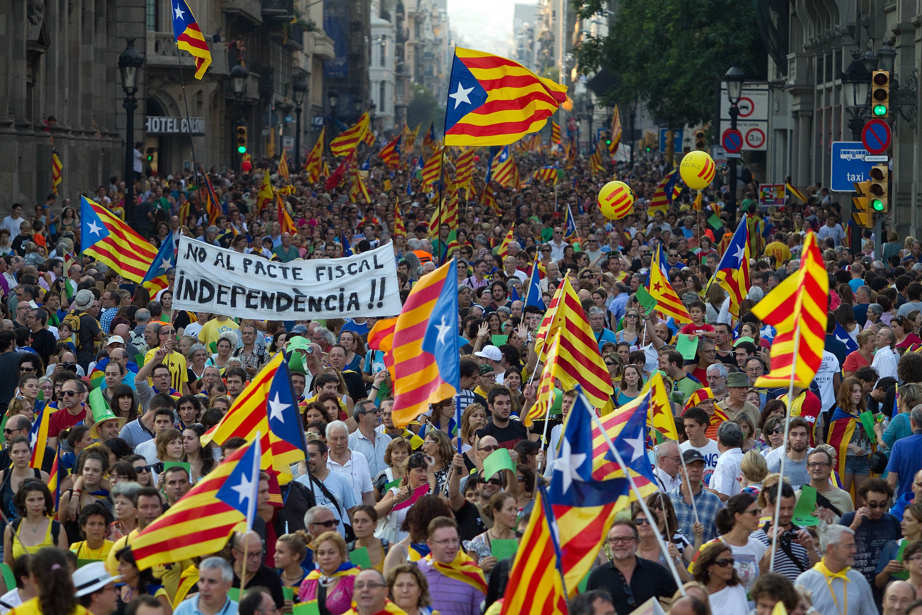 Manifestación a favor de la independencia de Cataluña durante la Diada del Onze de Setembre de 2012.