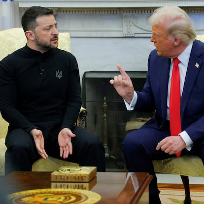 U.S. President Donald Trump meets with Ukrainian President Volodymyr Zelenskiy at the White House in Washington, D.C., U.S., February 28, 2025. REUTERS/Brian Snyder