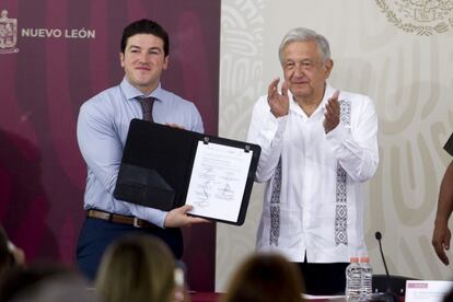 Samuel García con López Obrador en Monterrey (Nuevo León), en agosto de 2022.