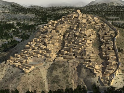 Recreación en 3D de La Bastida, cerca de la actual Totana (Murcia), uno de los principales asentamientos de la cultura argárica.