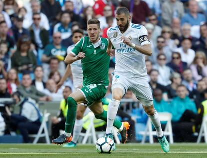 Karim Benzema durante el partido de Liga ante el Leganés.