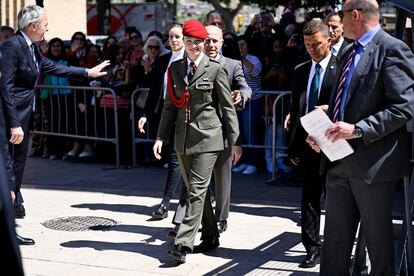 Princess Leonor, upon her arrival at La Seo del Salvador, in Zaragoza.