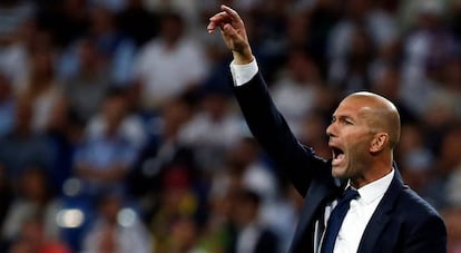 Zidane, durante el partido contra el Villarreal.
