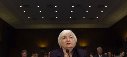 La presidenta de la Fed, Janet Yellen, el pasado febrero en el Congreso de Estados Unidos.