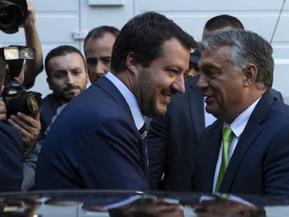 Matteo Salvini y Viktor Orbán el pasado 28 de agosto en Milán.