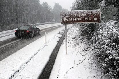 Nevada en el Alto de Fontefría, en A Cañiza (Pontevedra).