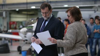 Rajoy, dijous en una visita a un centre professional a Madrid.