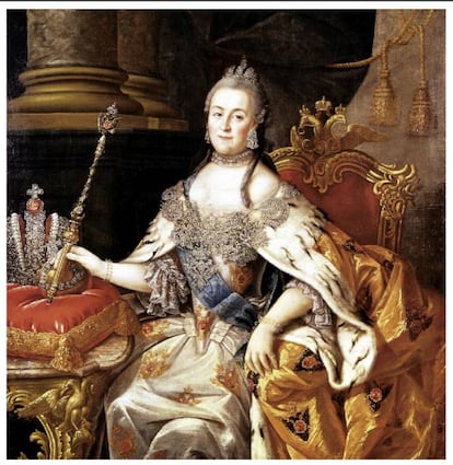 In the image, portrait of Catherine the Great by A.P. Atripov.