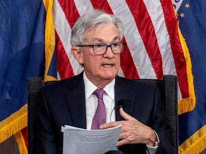 El presidente de la Reserva Federal, Jerome Powell, durante una conferencia el pasado viernes en la sede del banco central.