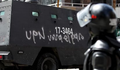 Operativo policial en Bogotá este lunes.