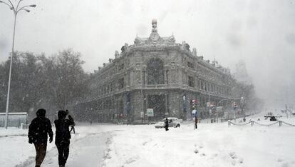 Banco de España durante el temporal Filomena