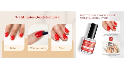 This Quitaesmalte in gel format withdraws the paint in just three minutes.